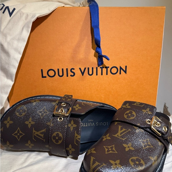 Louis Vuitton Brown and Gold Mules - Picture 1 of 5